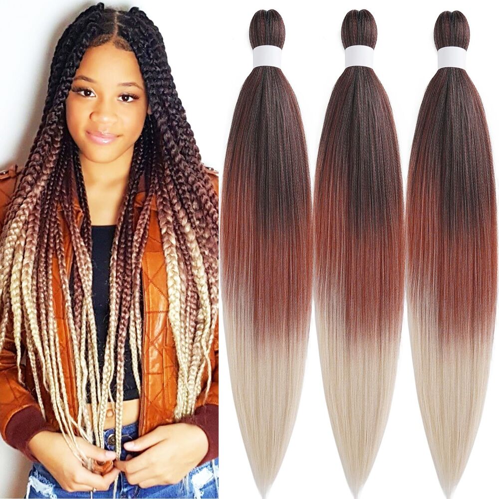 3 Pack, 26" Braiding Hair Extensions (Ginger Blonde Ombre)